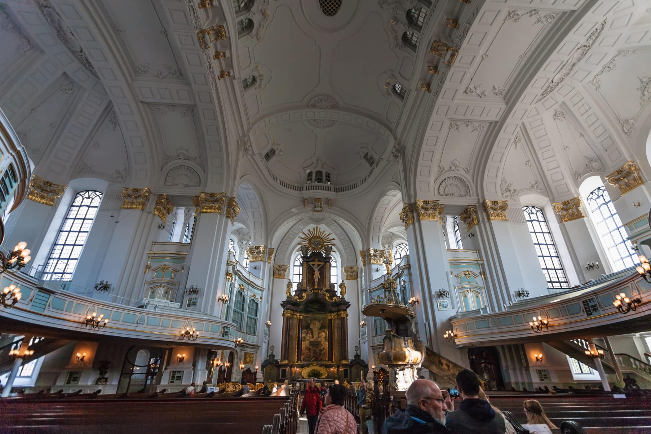 Inside of St Michael`s Church in Hamburg city