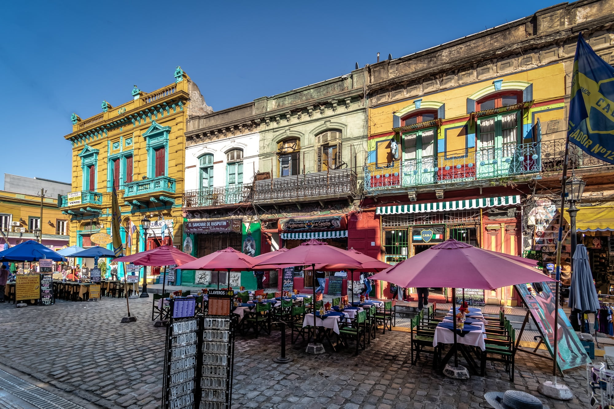 Restaurants in colorful neighborhood La Boca - Buenos Aires, Argentina